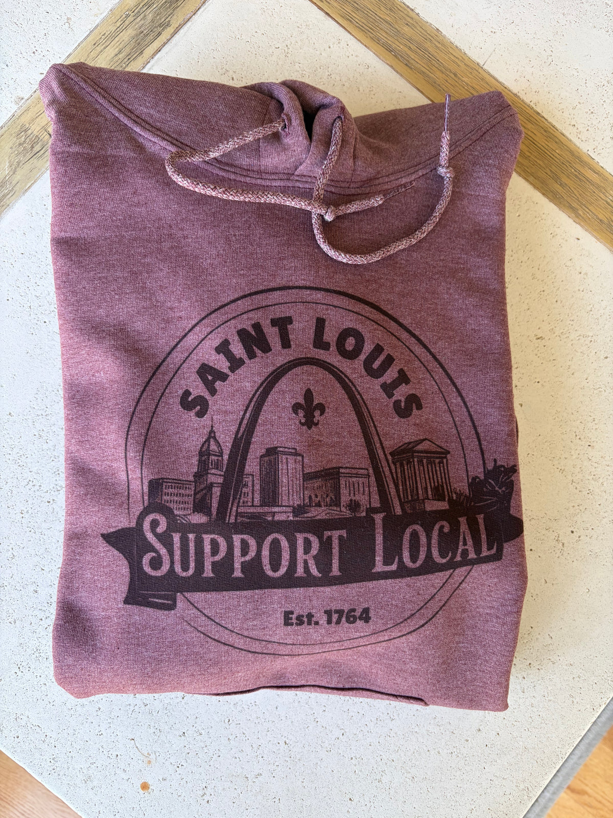 ST. LOUIS Support Local Hoodie (Heather Dark Maroon)