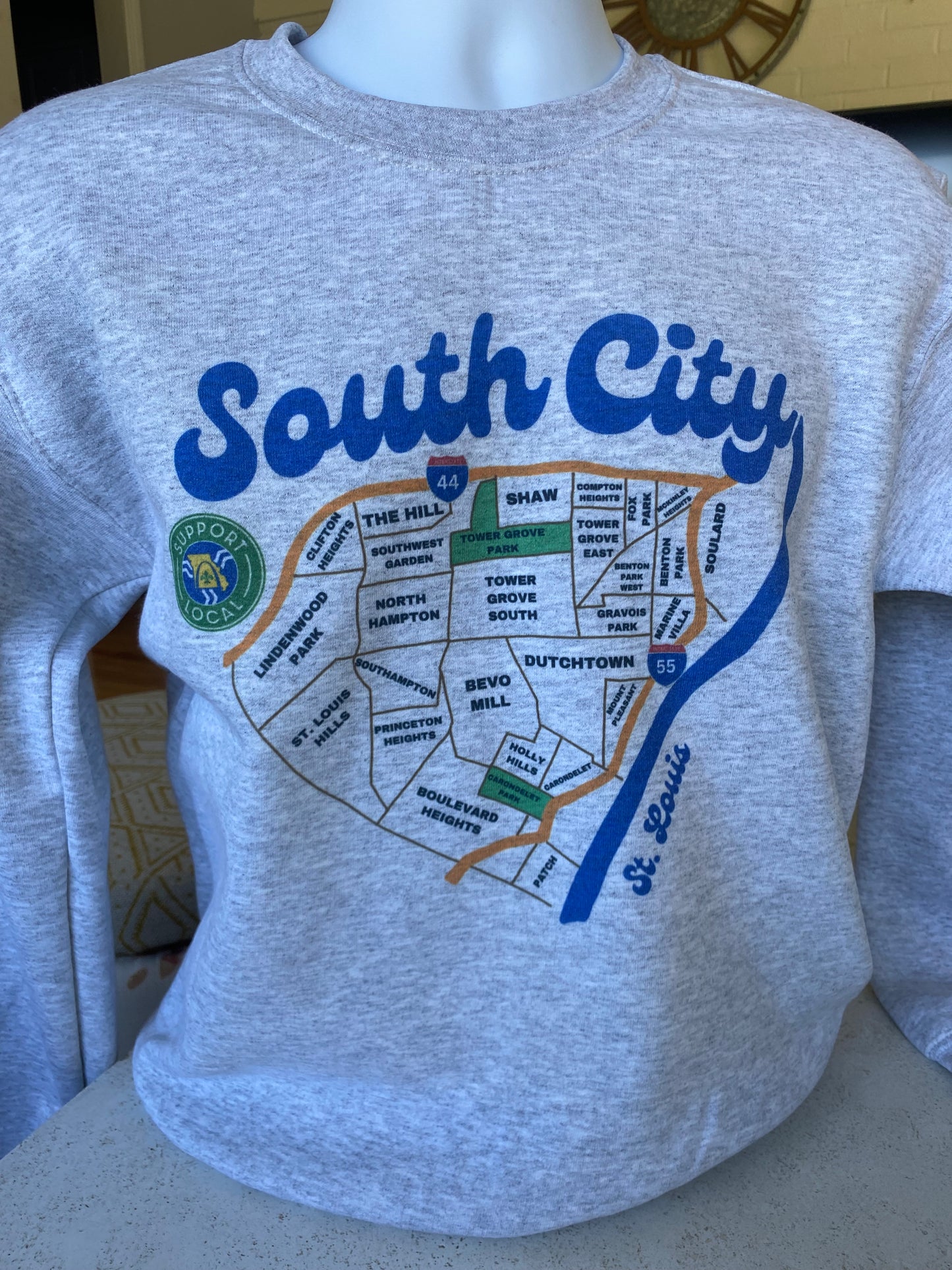 St. Louis SOUTH CITY MAP Sweatshirt - STL Support Local