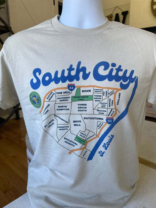 STL Support Local St. Louis South City Map T-Shirt