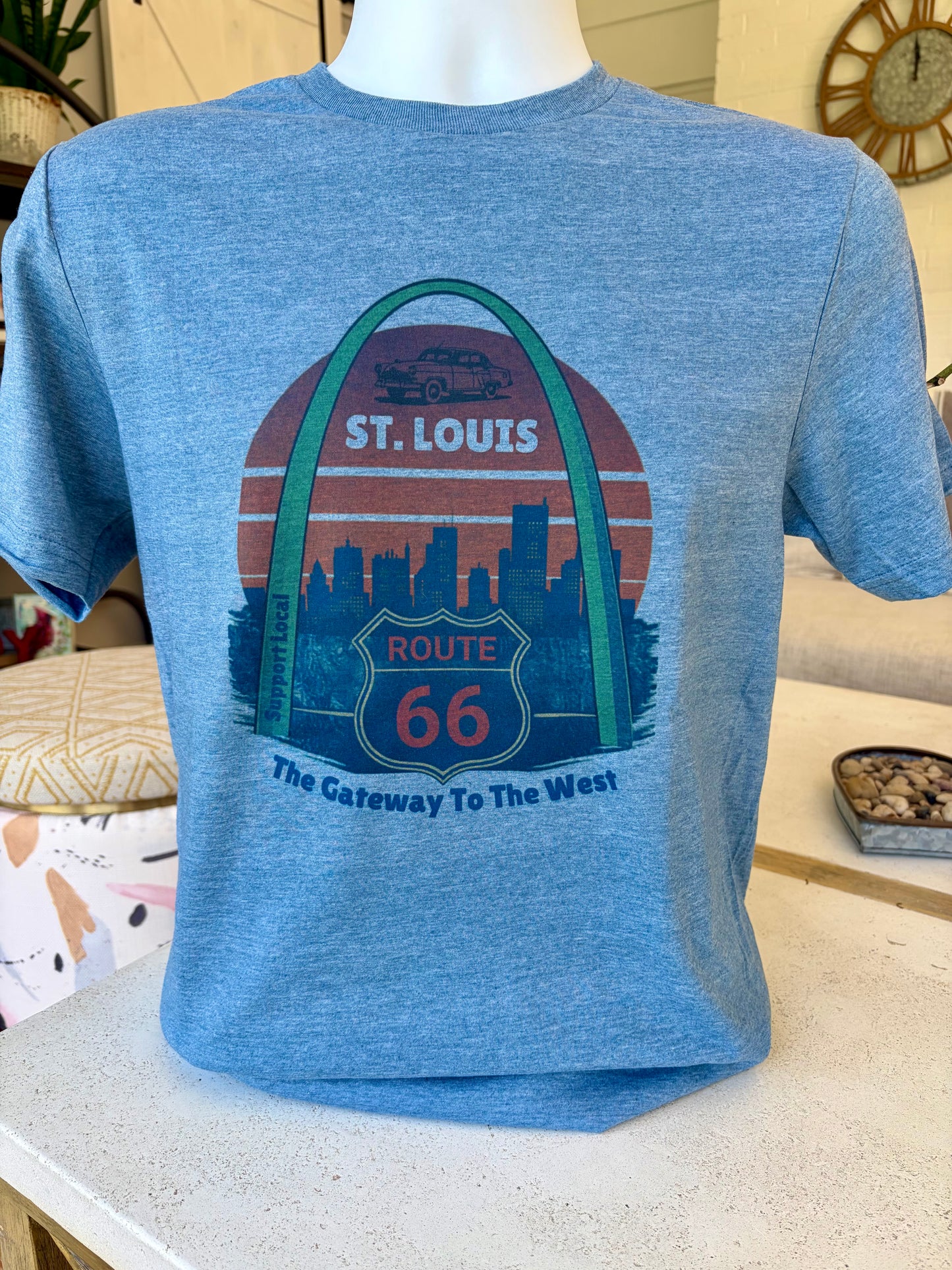St. Louis Support Local Route 66 T-shirt (Blue)