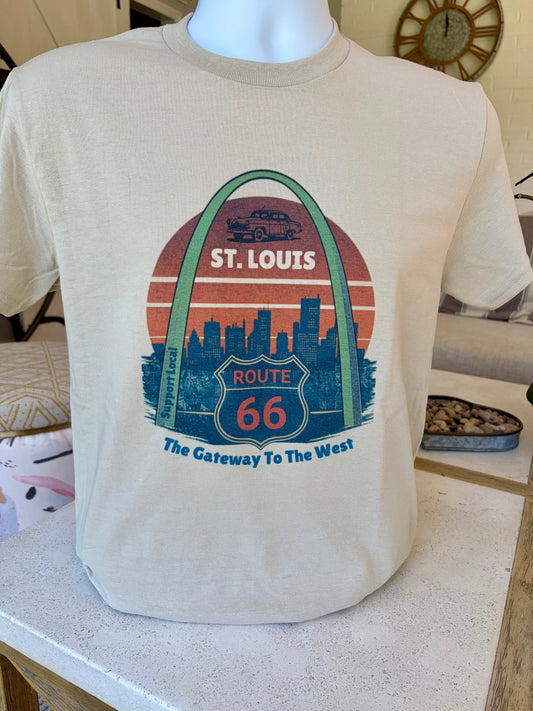 St. Louis Support Local Route 66 T-shirt (Tan)