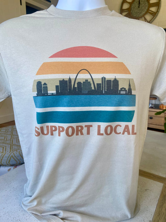  Colorful Retro St. Louis Support Local SKYLINE T-shirt